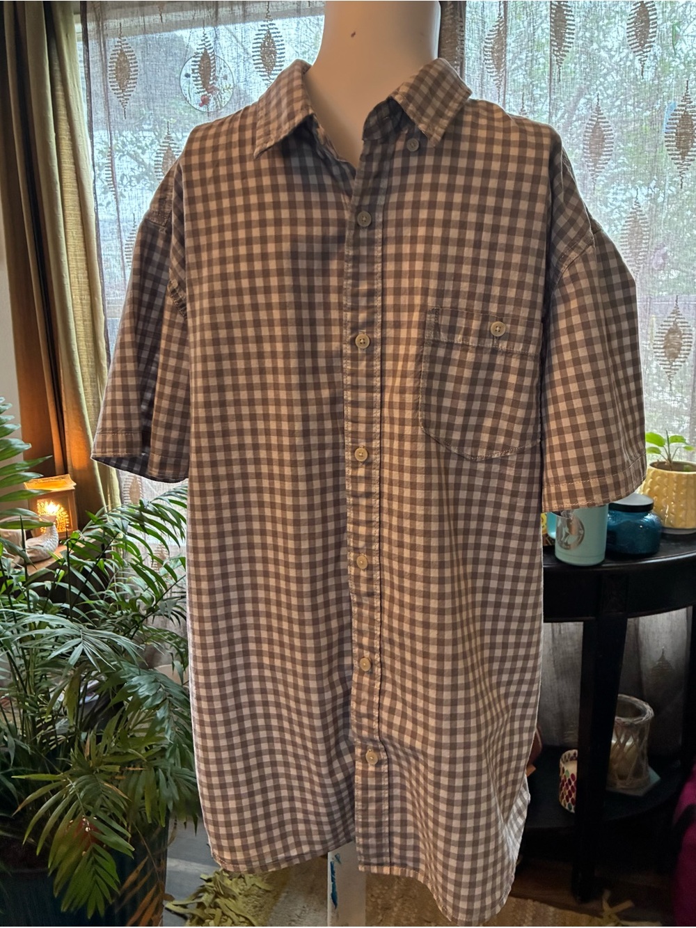 Urban Pipeline Gray and White Check Button-Up Shirt Men’s SZ L